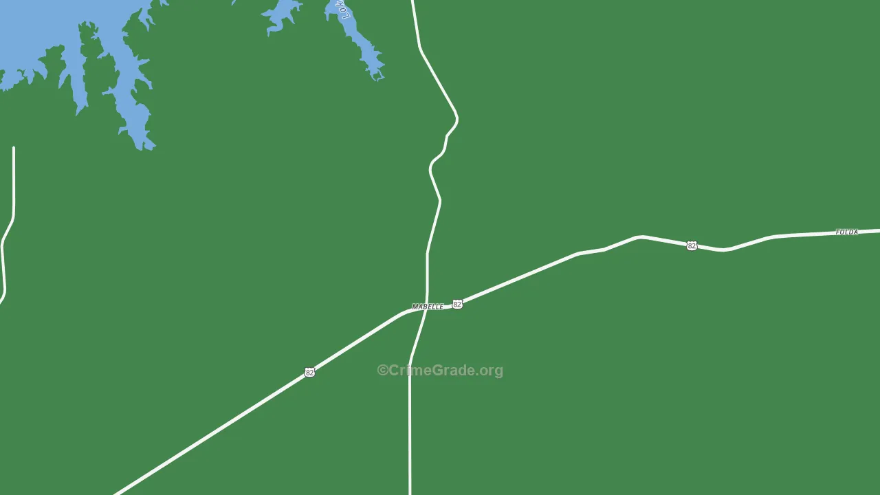 Mabelle, TX Map of Theft Rates