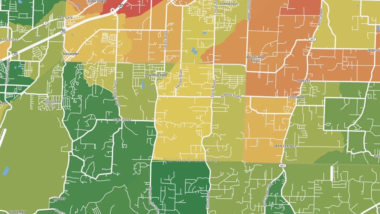 Mabelvale, AR Map of Theft Rates