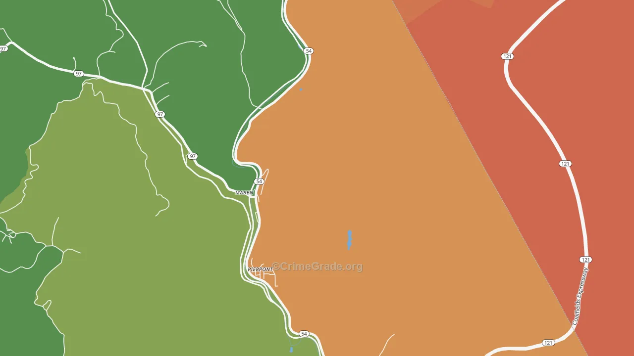 Maben, WV Map of Theft Rates
