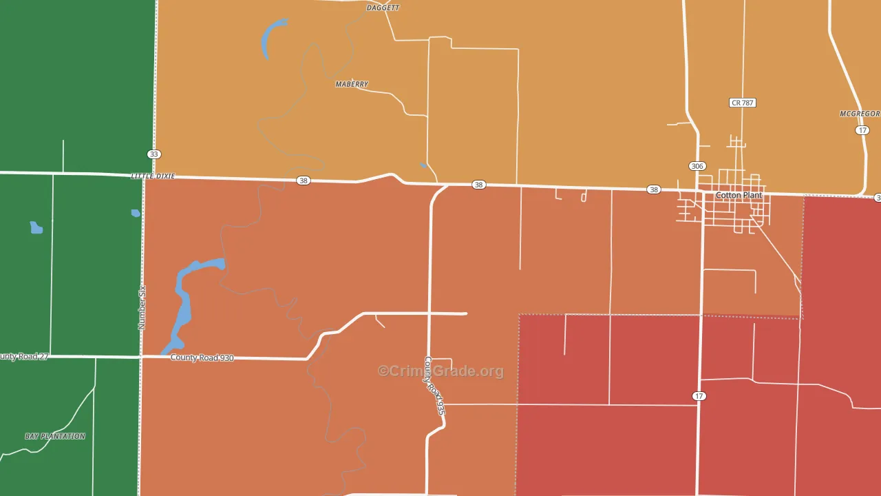 Maberry, AR Map of Theft Rates