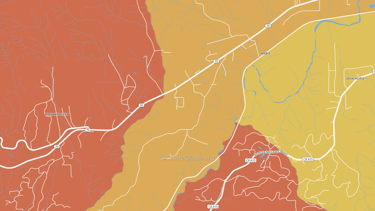Mabie, CA Map of Theft Rates