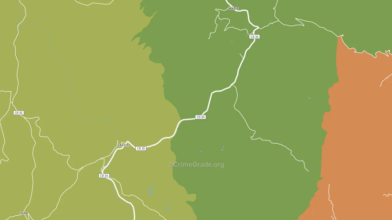 Mabie, WV Map of Theft Rates