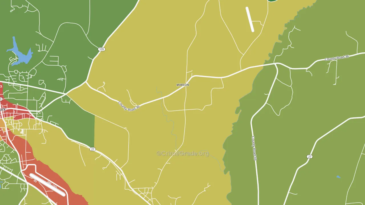 Mabson, AL Map of Theft Rates
