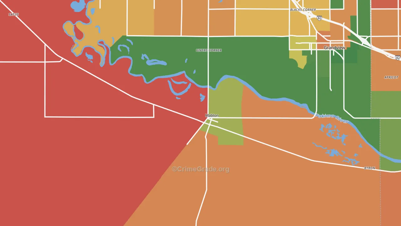 Mabton, WA Map of Theft Rates