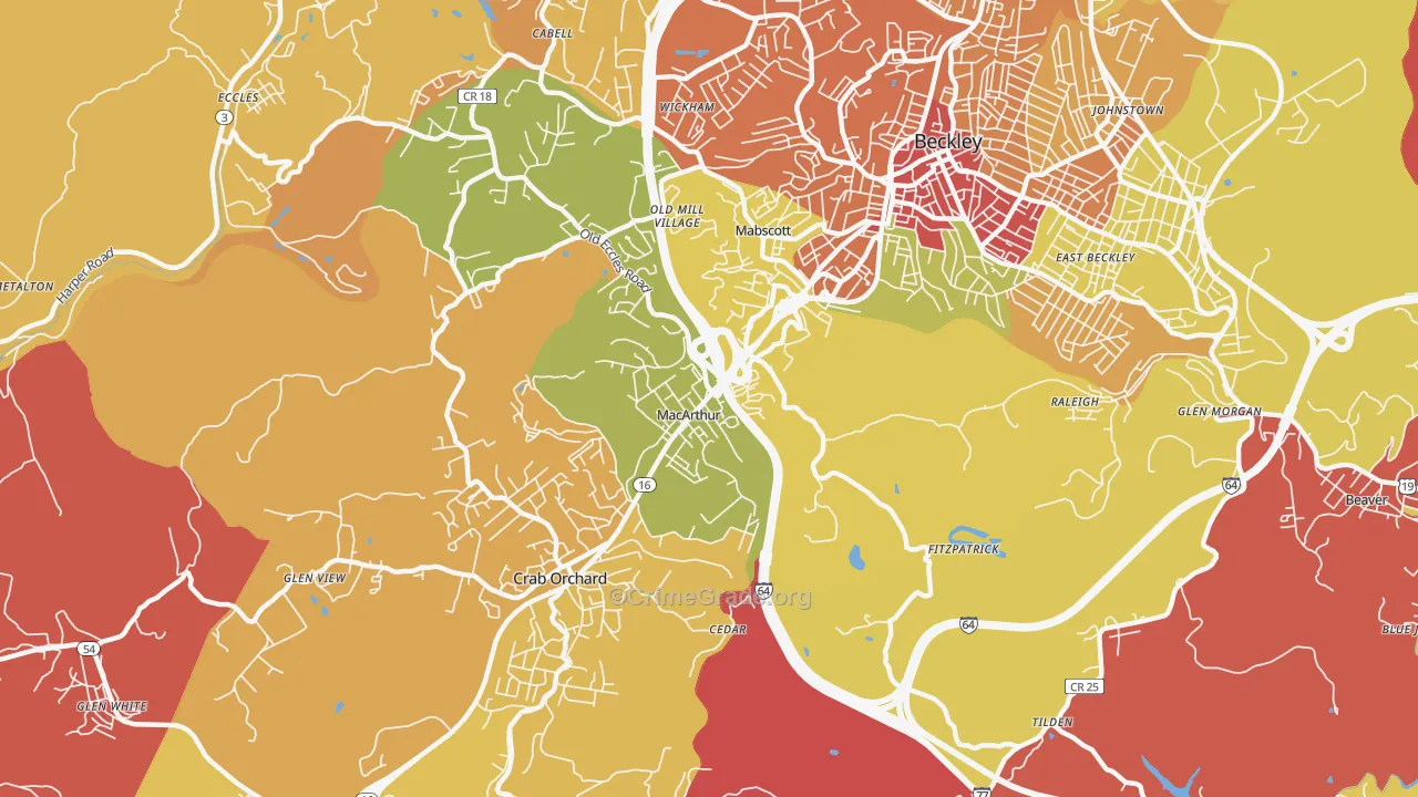 MaCarthur, WV Map of Theft Rates