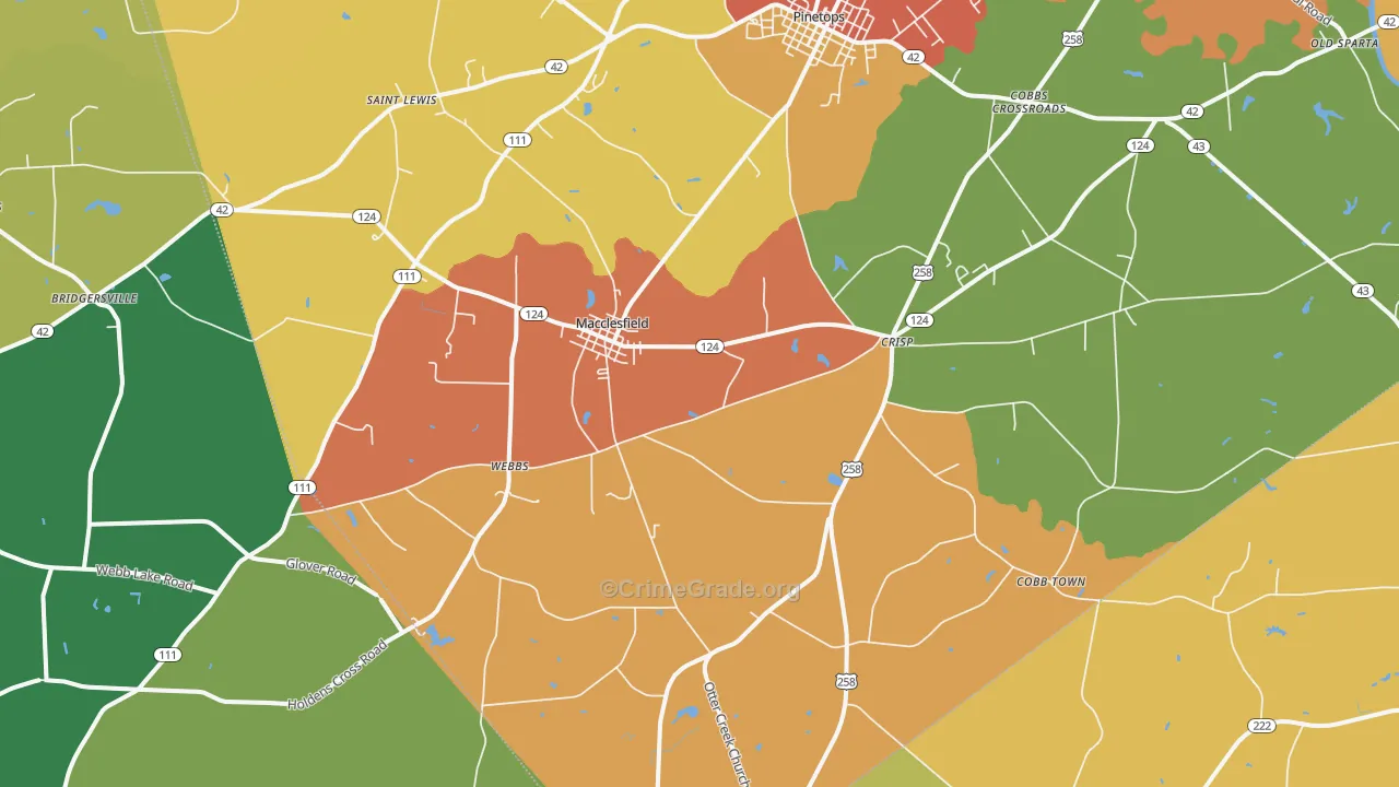 Macclesfield, NC Map of Theft Rates