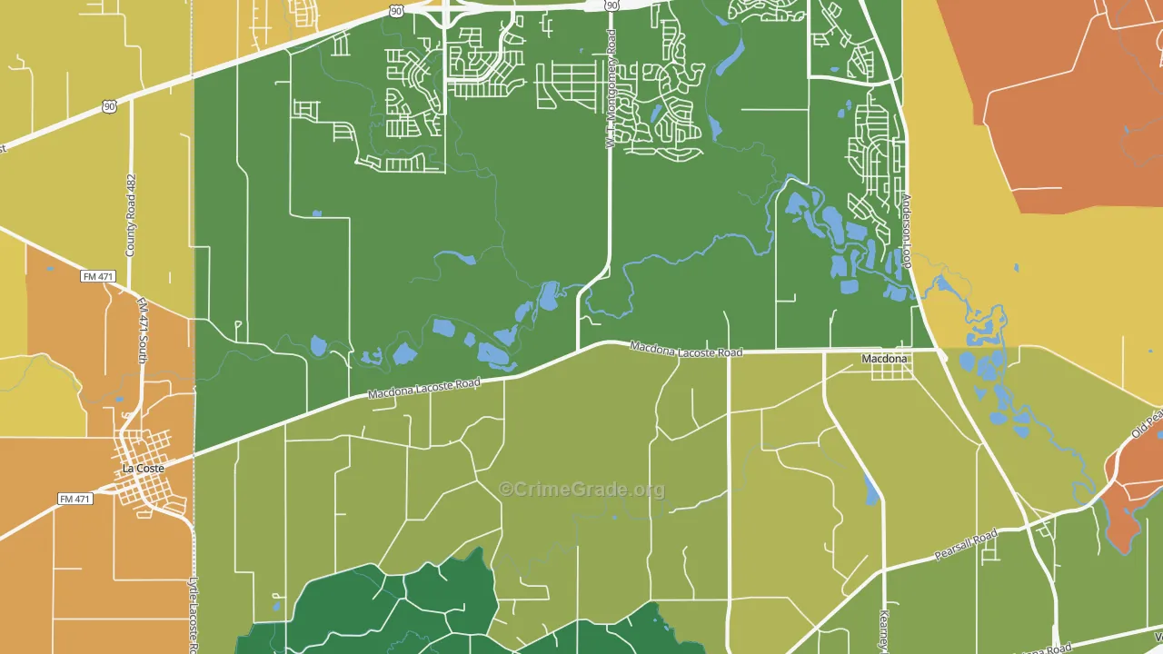Macdona, TX Map of Theft Rates