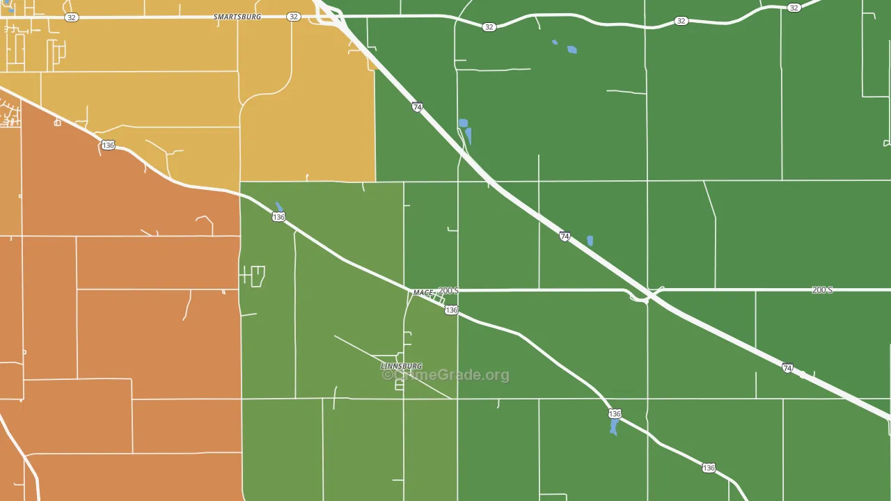 Mace, IN Map of Theft Rates