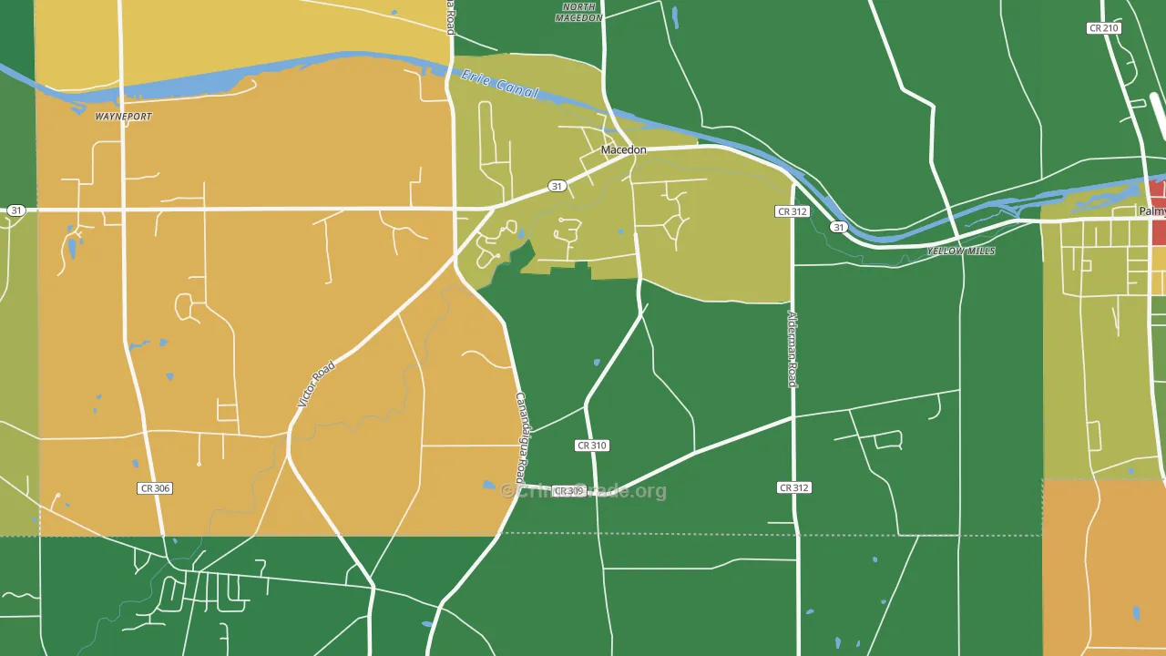 Macedon Center, NY Map of Theft Rates
