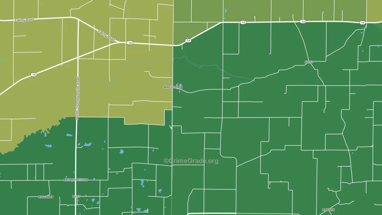 Macedonia, IL Map of Theft Rates