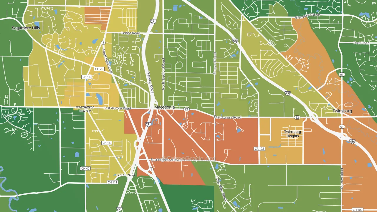Macedonia, OH Map of Theft Rates