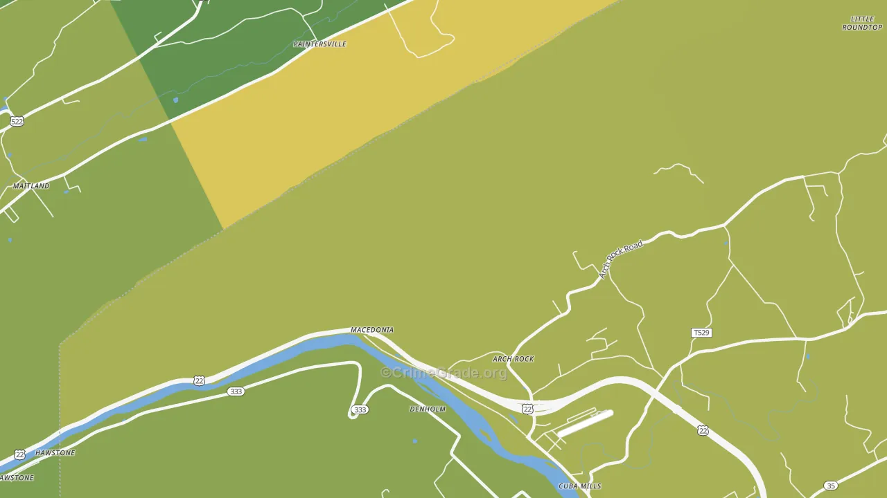 Macedonia, PA Map of Theft Rates