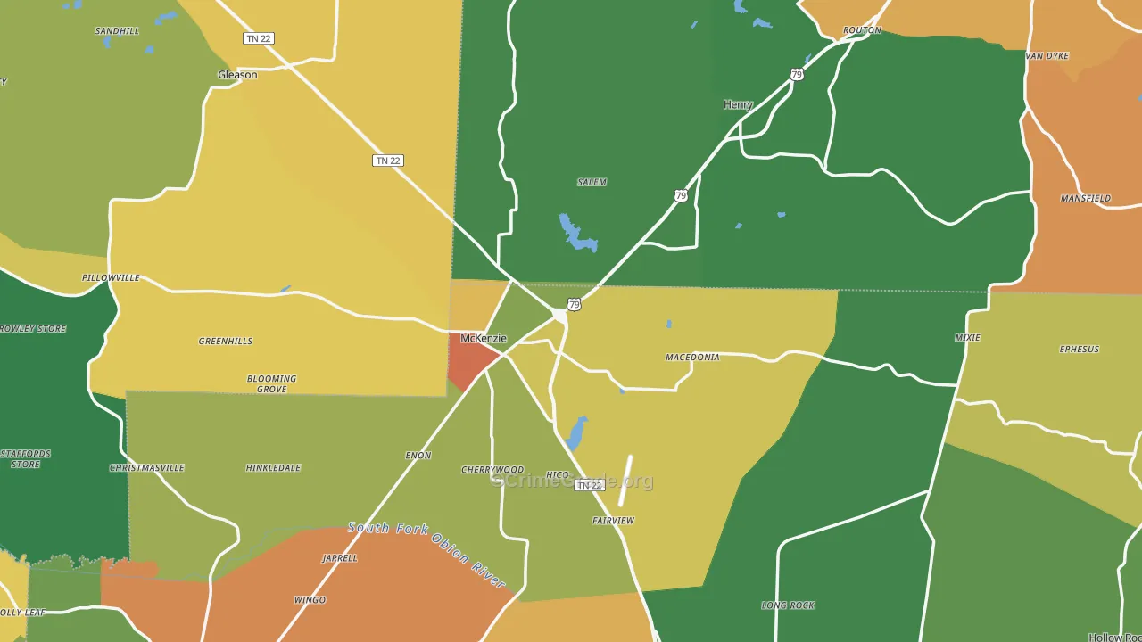 Macedonia, TN Map of Theft Rates