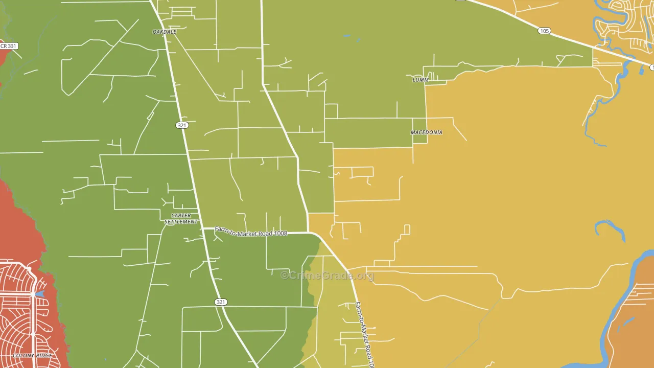 Macedonia, TX Map of Theft Rates