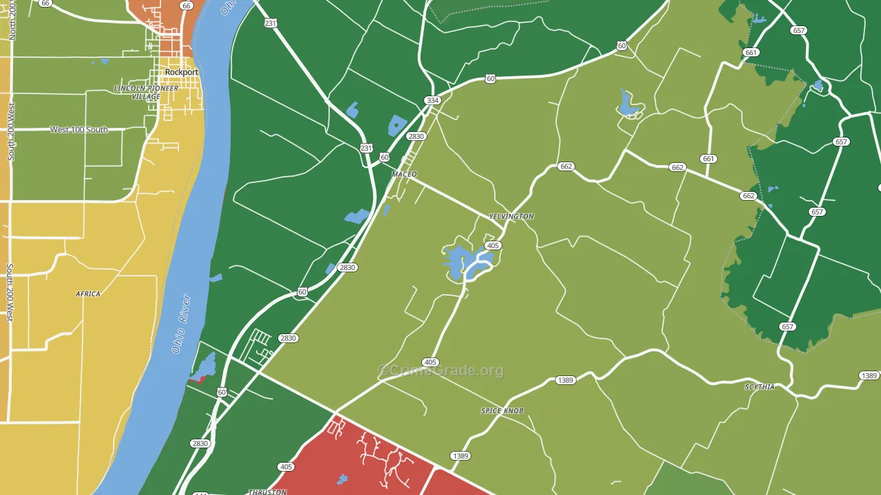 Maceo, KY Map of Theft Rates