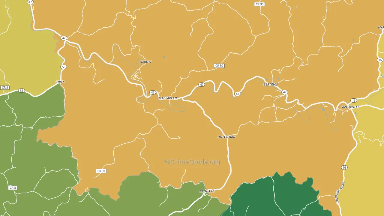 Macfarlan, WV Map of Theft Rates