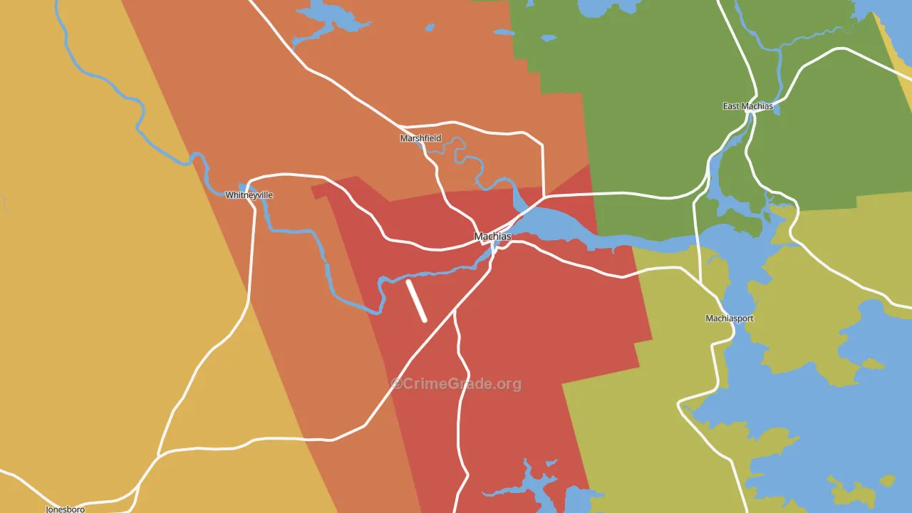 Machias, ME Map of Theft Rates
