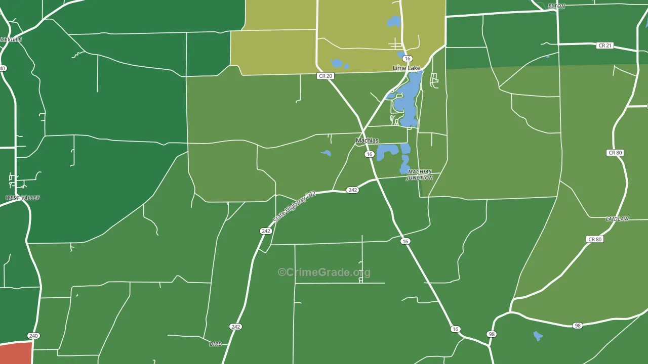 Machias, NY Map of Theft Rates
