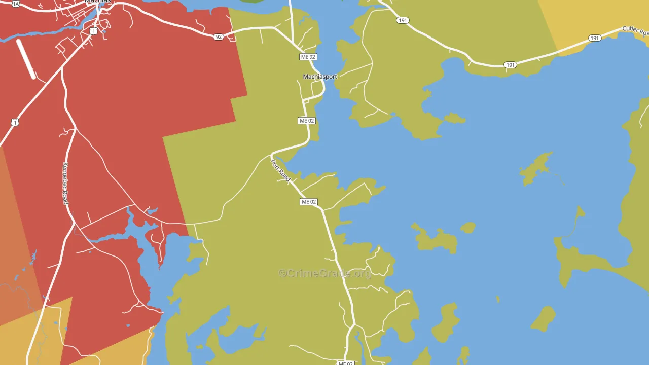 Machiasport, ME Map of Theft Rates