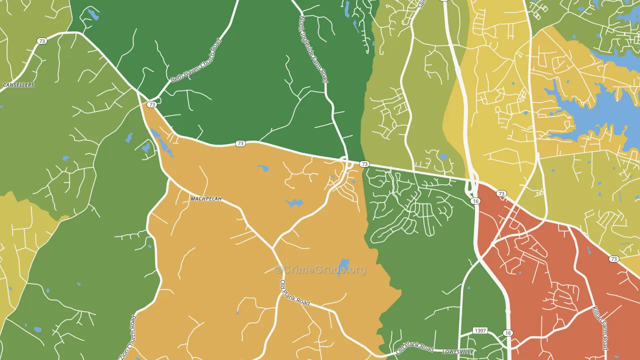 Machpelah, NC Map of Theft Rates