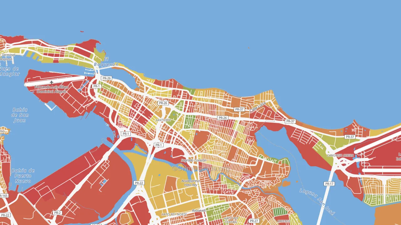 Machuchal, San Juan, PR Map of Theft Rates
