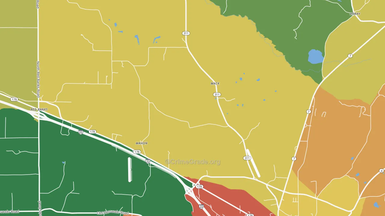 Mack, MS Map of Theft Rates