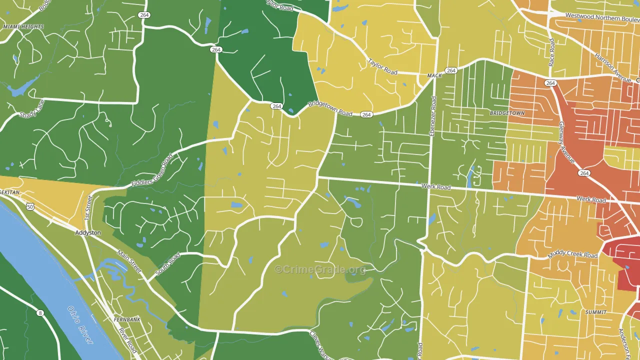Mack South, Cincinnati, OH Map of Theft Rates