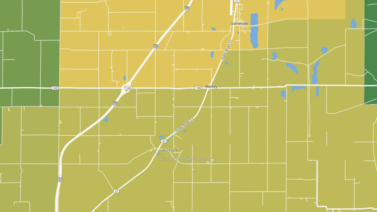 Mackey, IN Map of Theft Rates