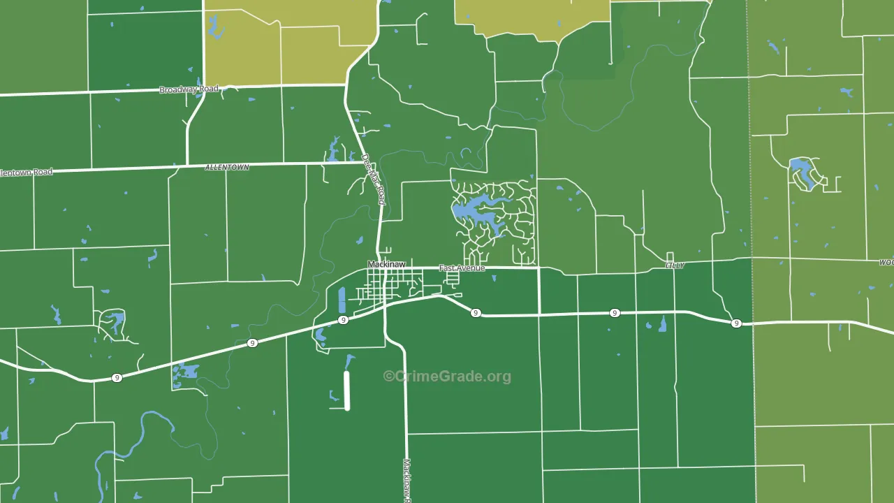 Mackinaw, IL Map of Theft Rates