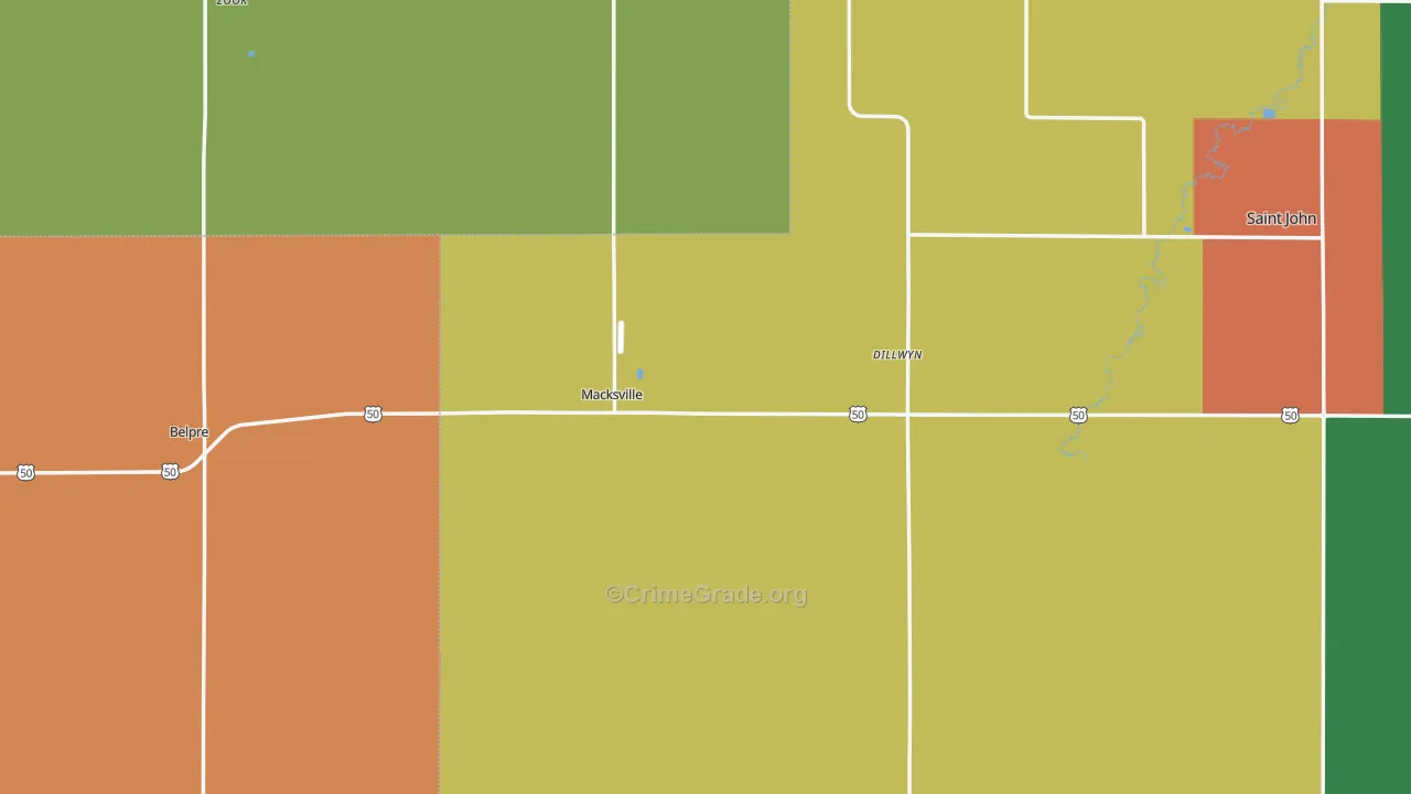 Macksville, KS Map of Theft Rates