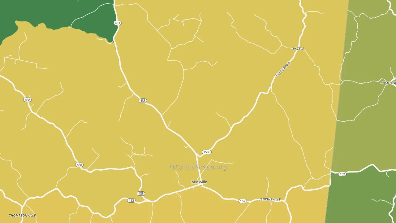 Mackville, KY Map of Theft Rates