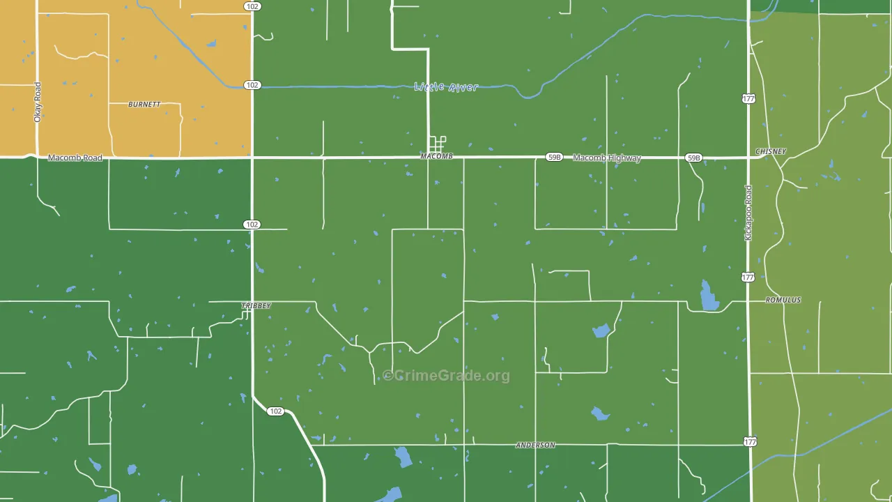 Macomb, OK Map of Theft Rates