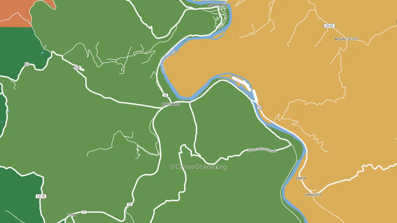 Macomber, WV Map of Theft Rates