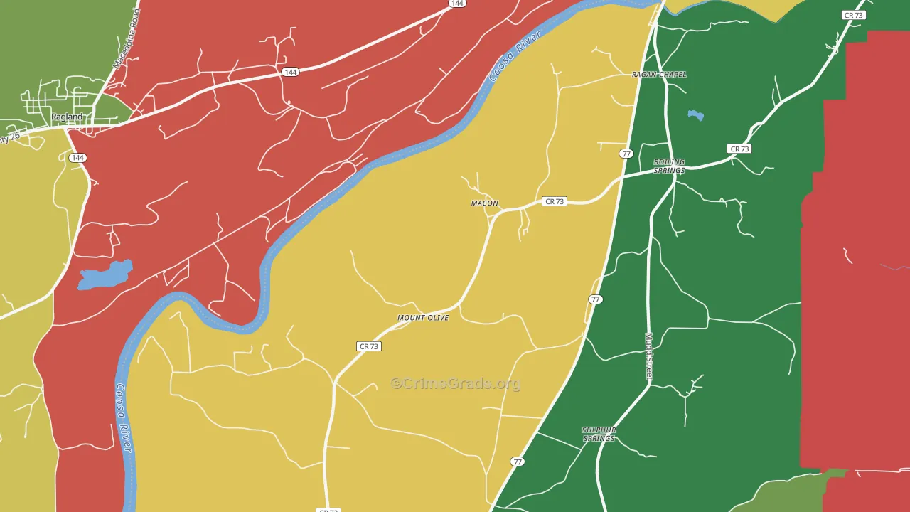 Macon, AL Map of Theft Rates