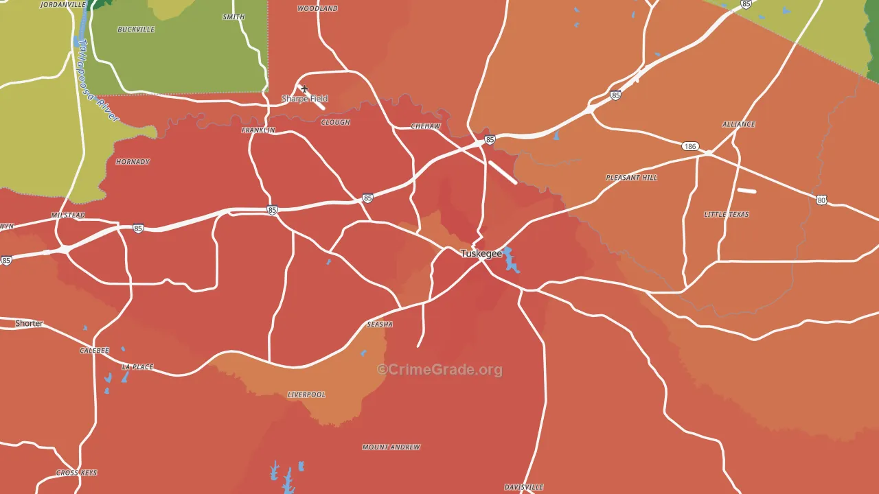Macon County, AL Map of Theft Rates