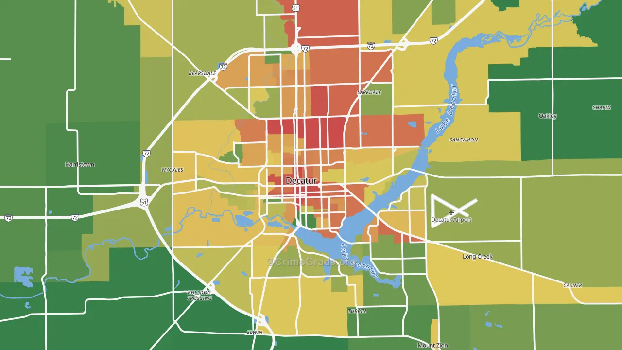 Macon County, IL Map of Theft Rates