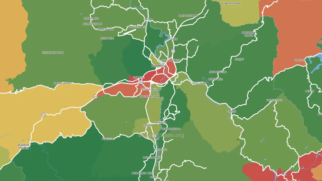 Macon County, NC Map of Theft Rates