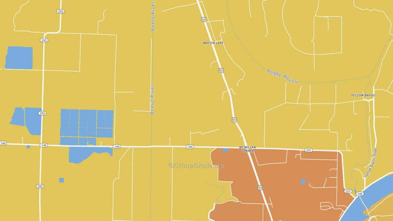 Macon Lake, AR Map of Theft Rates