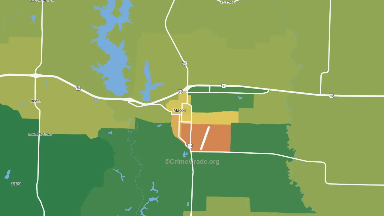 Macon, MO Map of Theft Rates