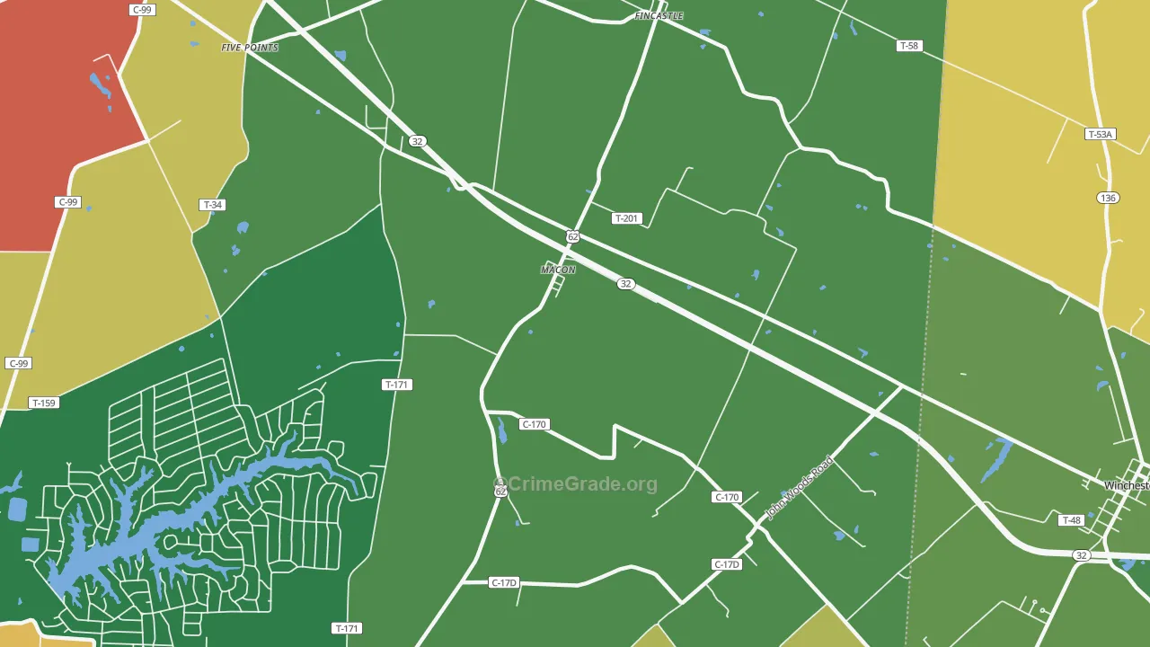 Macon, OH Map of Theft Rates
