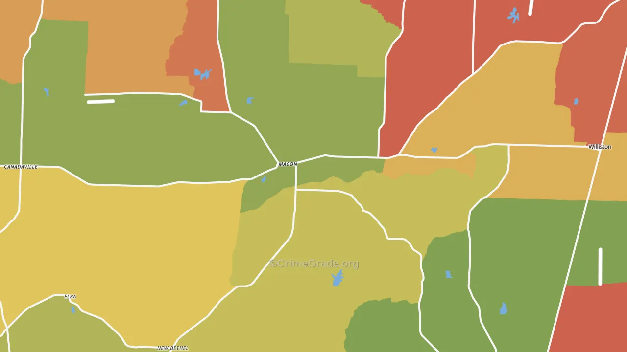 Macon, TN Map of Theft Rates