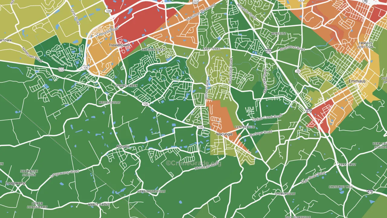 Macungie, PA Map of Theft Rates