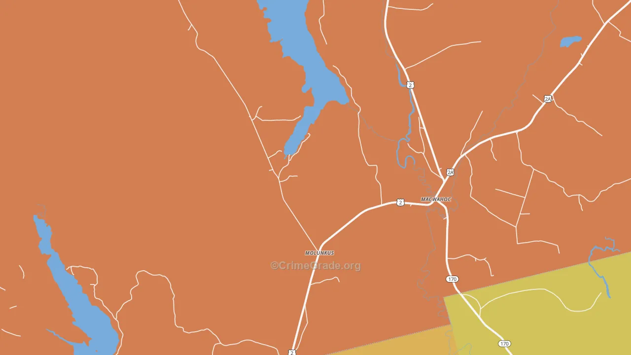 Macwahoc, ME Map of Theft Rates