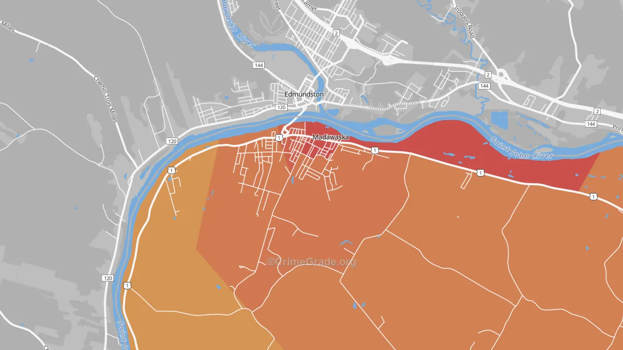Madawaska, ME Map of Theft Rates
