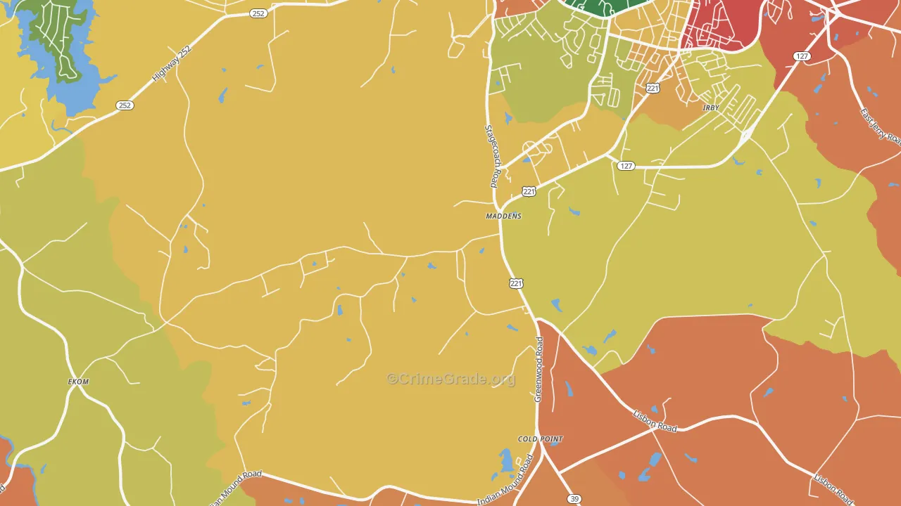 Maddens, SC Map of Theft Rates