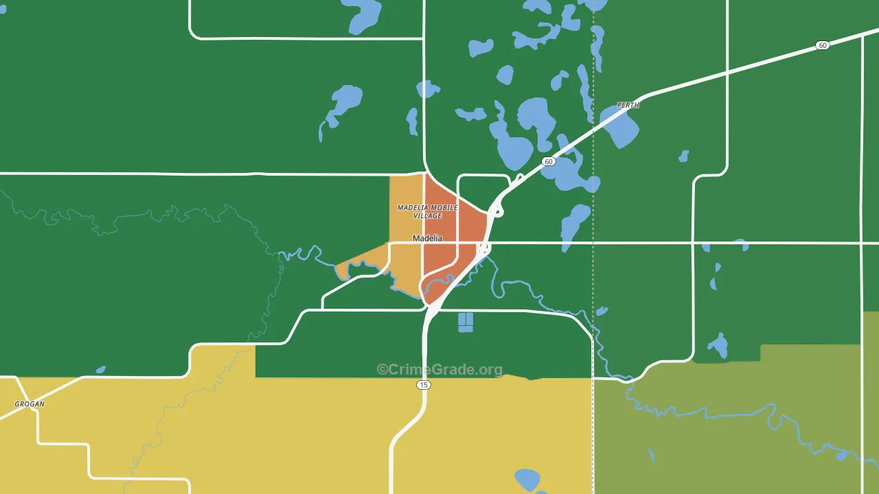 Madelia, MN Map of Theft Rates
