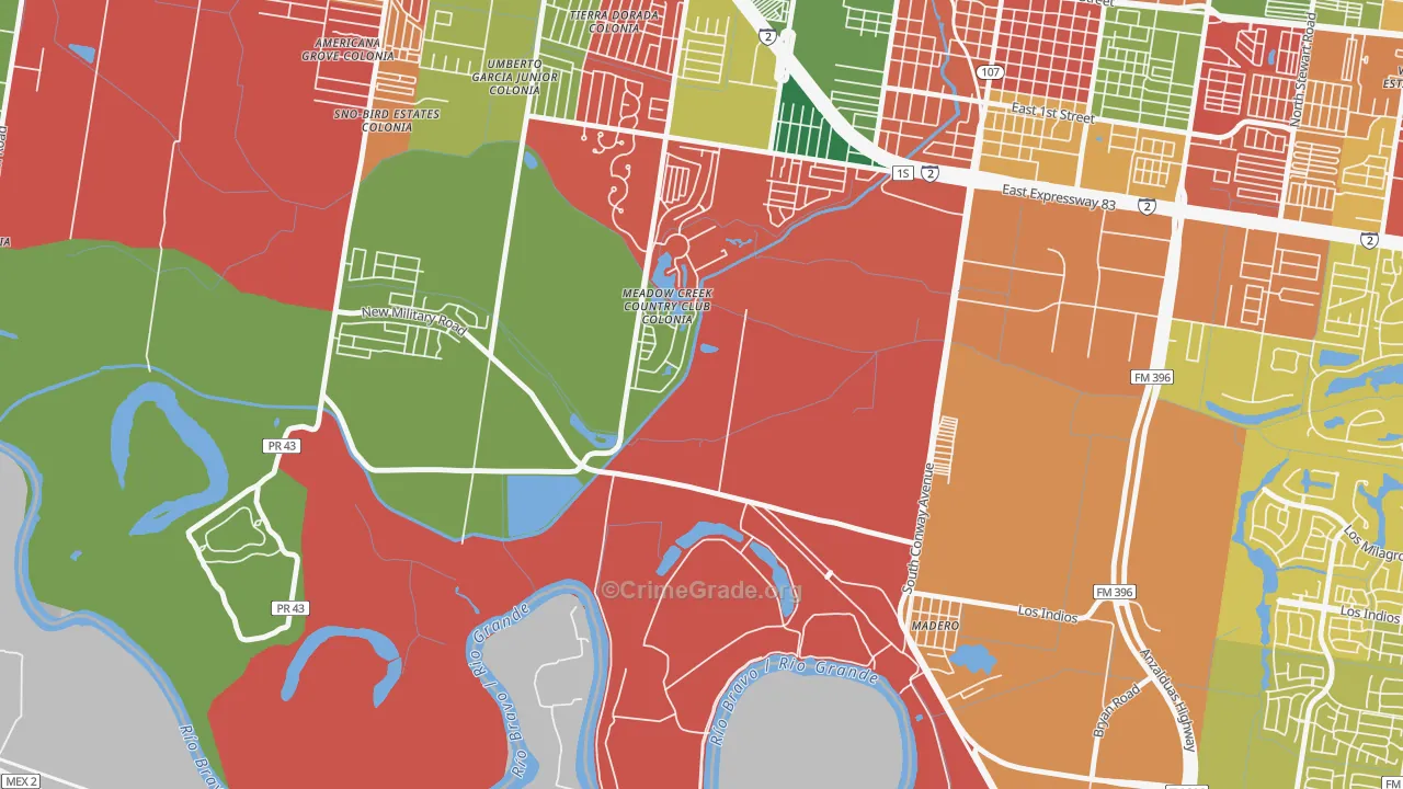 Madero, TX Map of Theft Rates