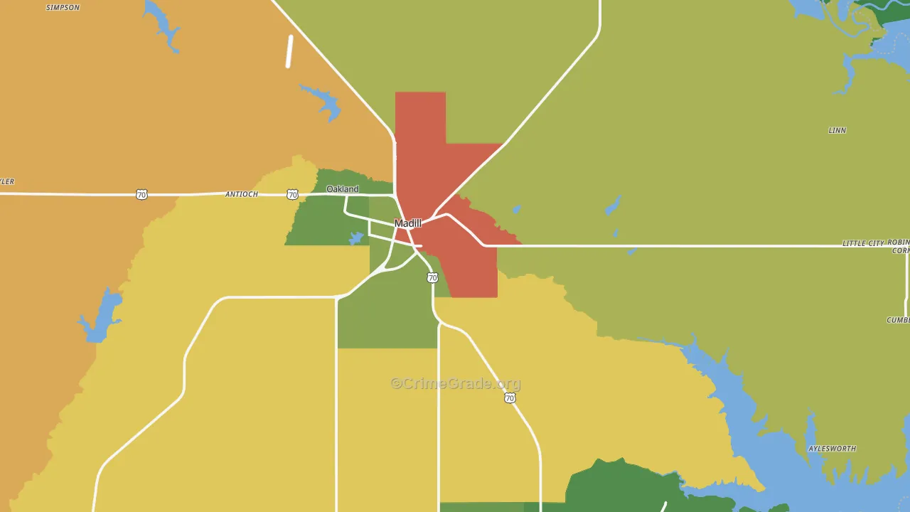 Madill, OK Map of Theft Rates