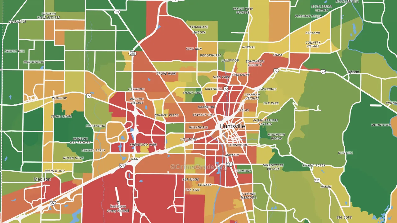 Madison County, AL Map of Theft Rates