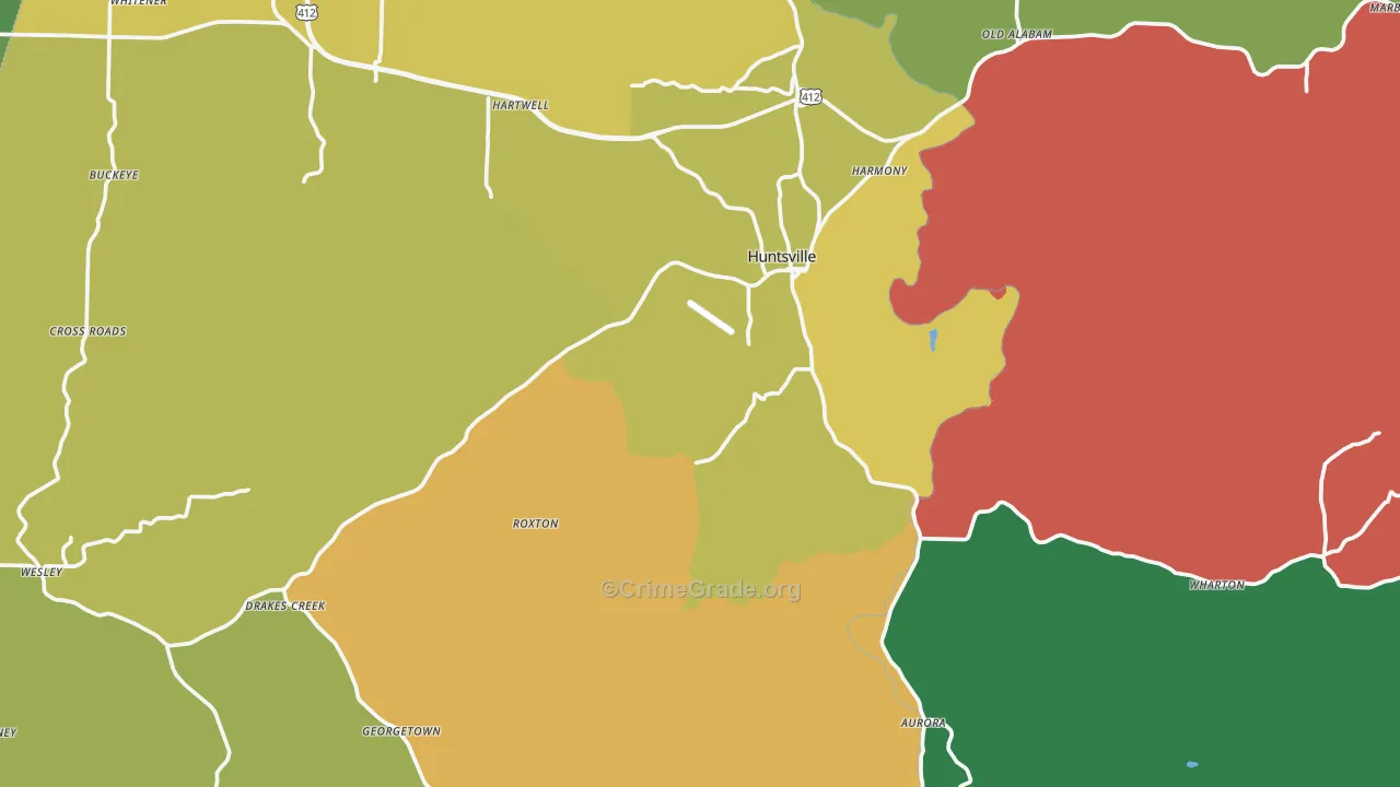 Madison County, AR Map of Theft Rates